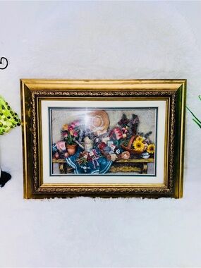 Framed Floral Still Life 2D Thick Chunky Wall Art in Gold Frame 🖼️